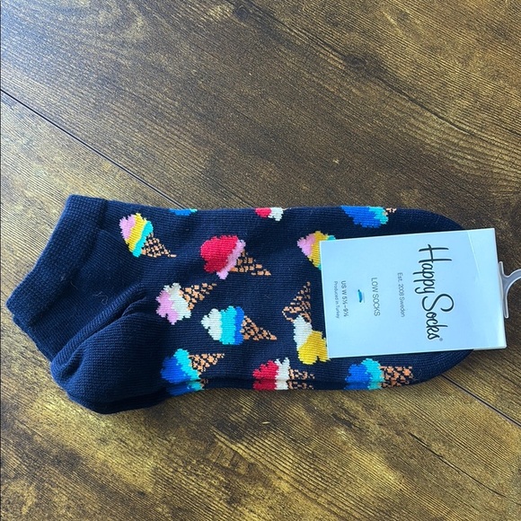 Happy Socks NWT Navy and Blue love Socks Vibrant Knit Design Icecream cones - Picture 1 of 5
